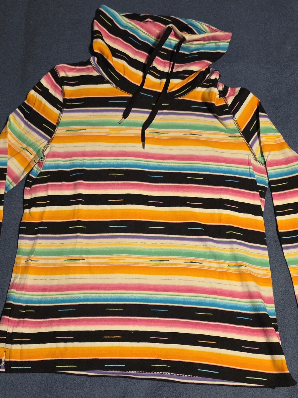 Chaps Multicolor Striped Cowl Neck Sweatshirt